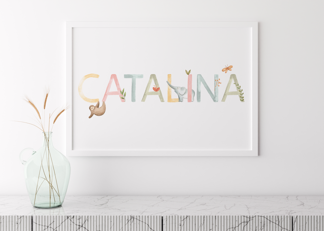 Cuadrito Nombre Acuarela Animales