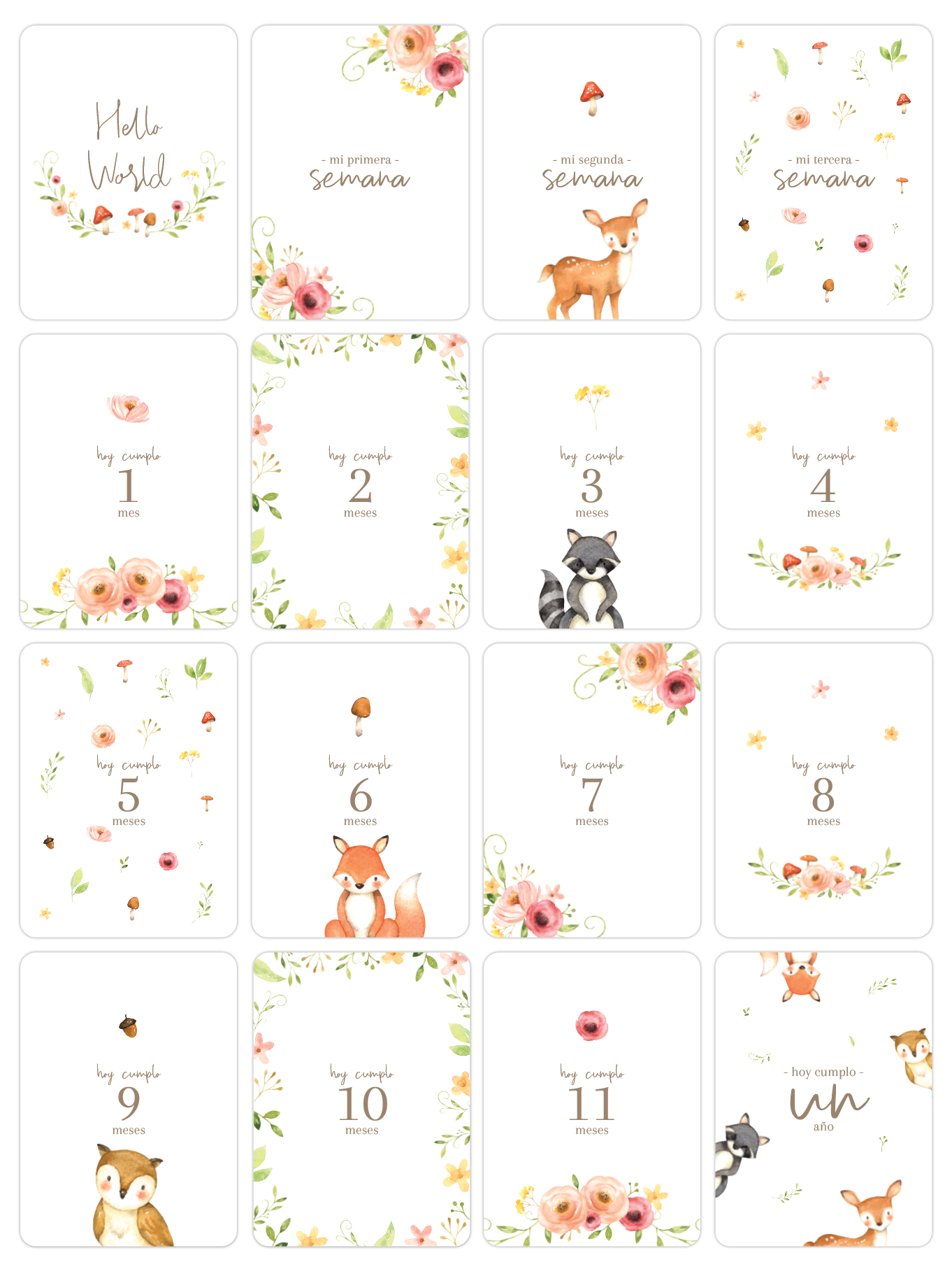 Tarjetas Meses Flower Forest