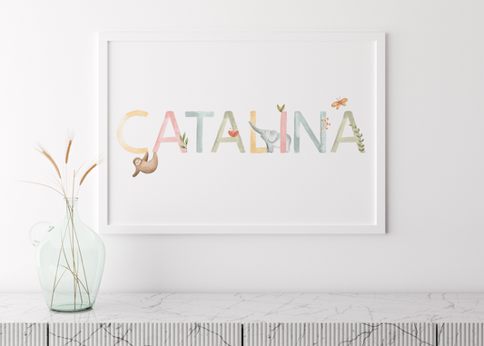 Cuadrito Nombre Acuarela Animales