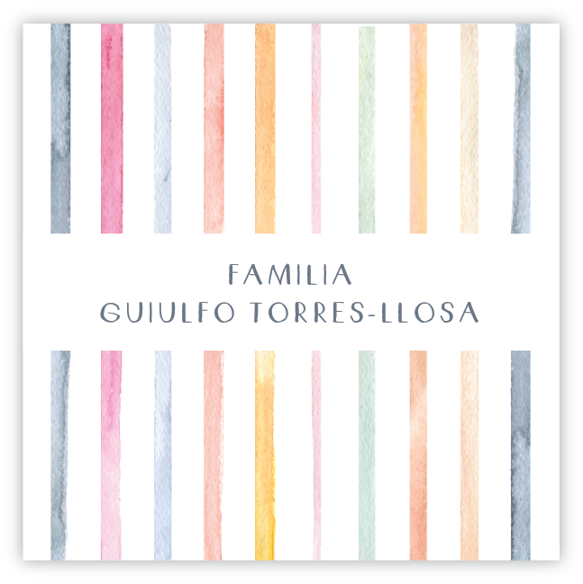Tarjetita Familia Rayas Aqua