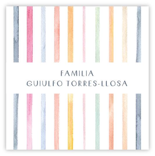 Tarjetita Familia Rayas Aqua
