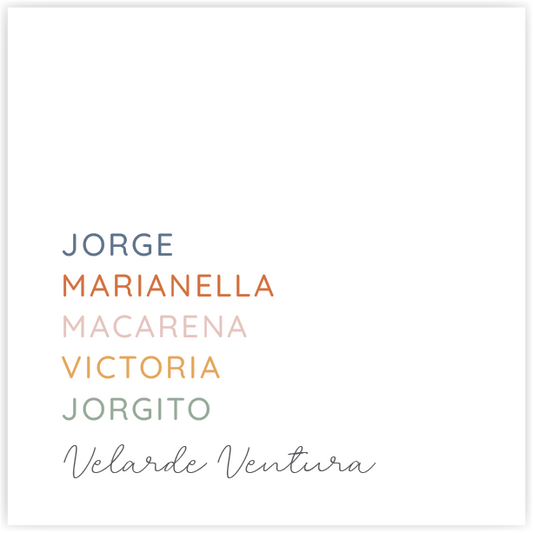 Tarjetita Familia Nombres