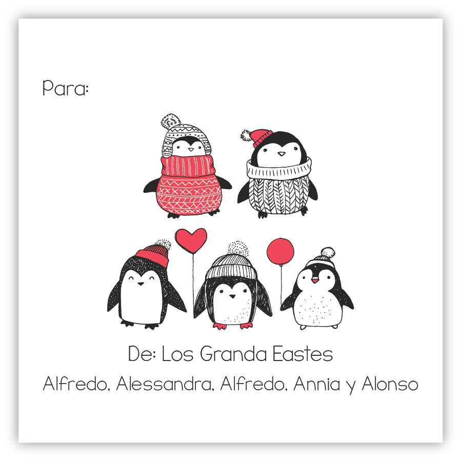 Tarjetita Pingüinos Navidad
