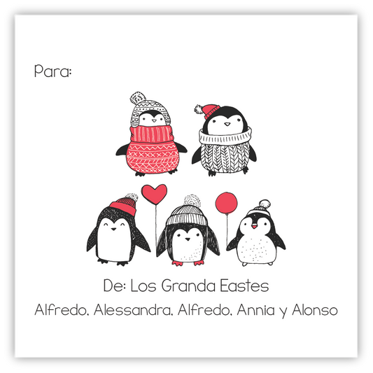 Tarjetita Pingüinos Navidad